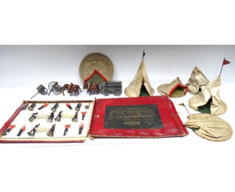 Britains set 137 Army Medical Service in original gold on black label box inscribed underbox 'To dear Bobbie from Mother, Xma