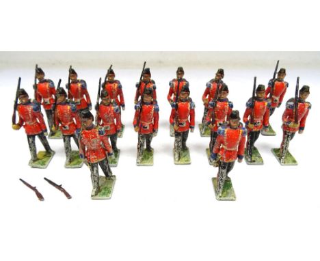 Noris or other German maker 60mm size British Infantry at the slope with epaulettes with Officer and Bugler (Condition Fair t