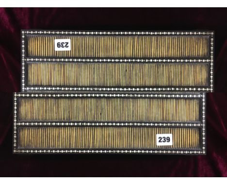 19TH CENTURY CEYLON MATURA PORCUPINE QUILL EBONY BONE INLAID AND STAINED IVORY WRITING SLOPE, HINGED SLANTED COVER BEING VELV