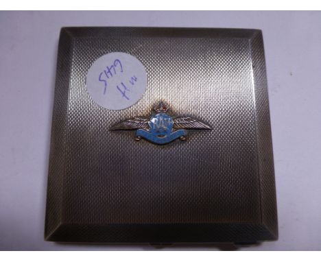 Ladies silver compact with RAF enamelled badge to lid, Birmingham 1939