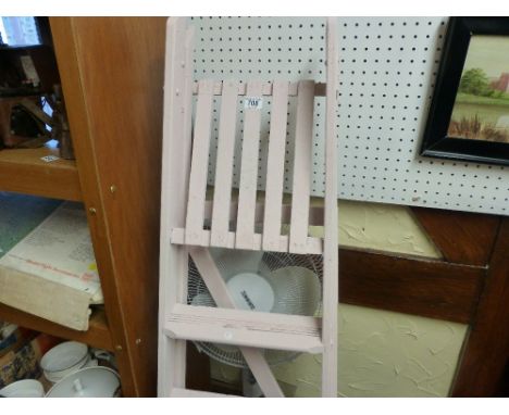 Painted pink wooden step ladder