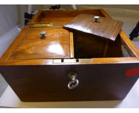 Walnut two compartment tea caddy with key
