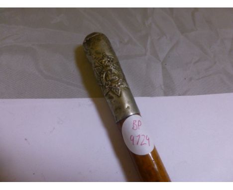 Manchester Reigiment white metal topped swagger stick