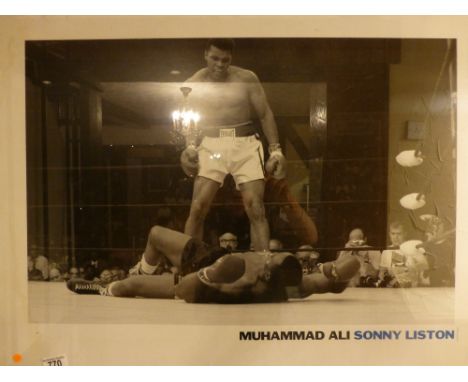 Framed and glazed print of Muhammed Ali, 87 x 67 cm