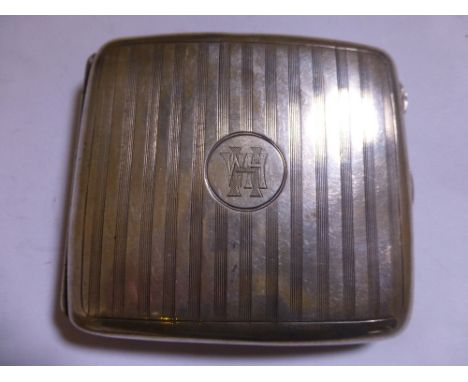 Silver cigarette case with engine turned design, Birmingham