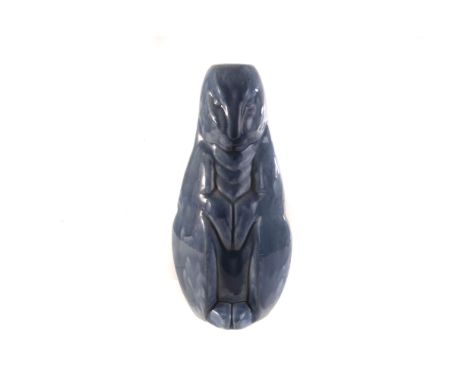 A Bourne Denby pottery rabbit lamp base, by Donald Gilbert, having blue glaze and embossed Wilfred signature to reverse