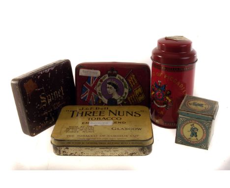 A selection of vintage tins, including Huntley and Palmers, Three Nuns, commemorative and more (parcel)