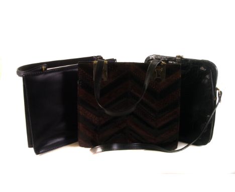 Three lady's vintage handbags, including crocodile skin, snake skin and another (3)