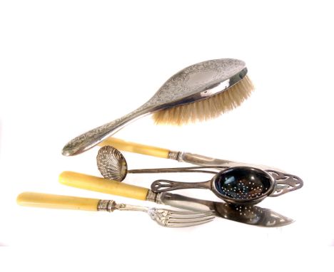 A collection of various silverware, including an Edward VII part set of flatware, marked Sheffield 1909 by John Round & Son, 