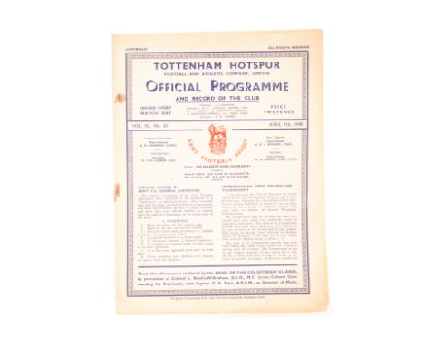 Football Programme, At Tottenham, British Army v French Army, 7th April 1948, Army International 4 page issue (some staining 