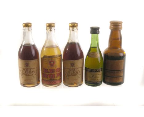 A small selection of vintage whiskey and liquor miniatures, including Campbell's Whiskey, Bristol Milk sherry, Bells, Keo che