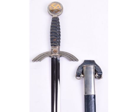 Third Reich Luftwaffe Officers Sword, very good example of the early pattern nickel silver dress sword for a Luftwaffe office