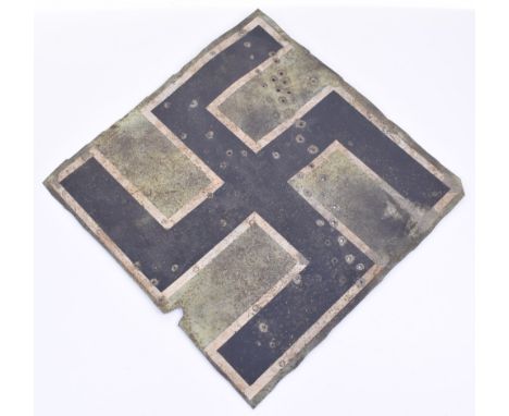 Rare Swastika Section Removed From Focke-Wulf  190 (FW-190), black painted swastika with white border on green / blue alumini