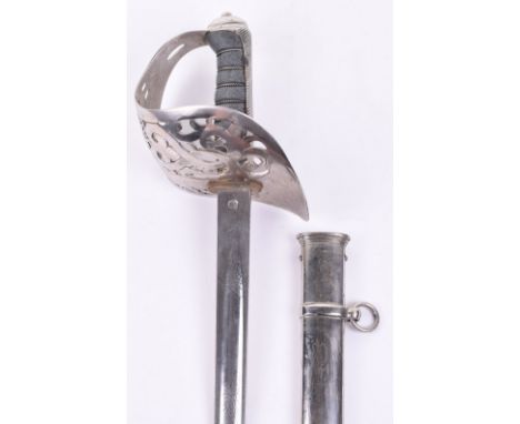 British 1895 Pattern Royal Marines Officers Sword, standard Victoria 1895 pattern sword complete with metal dress scabbard. G