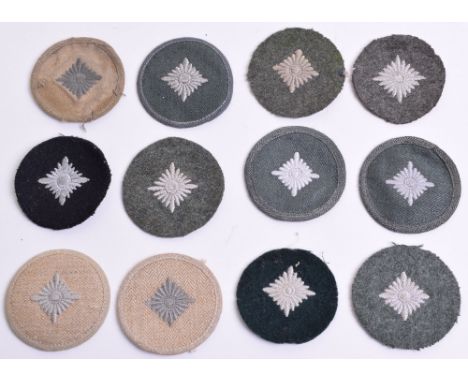 Selection of German Army Oberschutz Sleeve Rank Insignia, of various constructions and backing cloth, one Panzer example and 