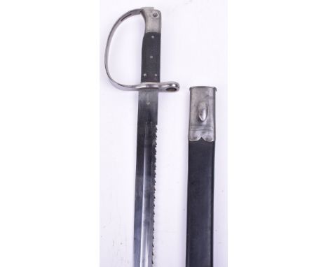 British Royal Artillery 1879 Pattern Sword Bayonet, fine example with black leather two piece grips, steel knuckle bow and po