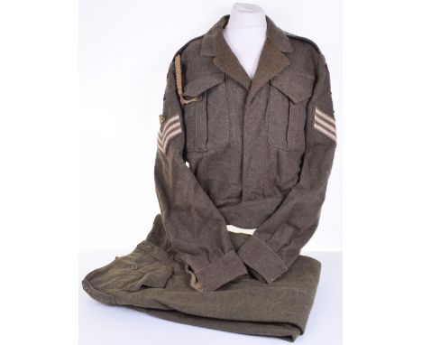 WW2 6th Army Group Royal Artillery (A.G.R.A)  Battle Dress Blouse Set, being a Canadian War Aid made set with printed shoulde