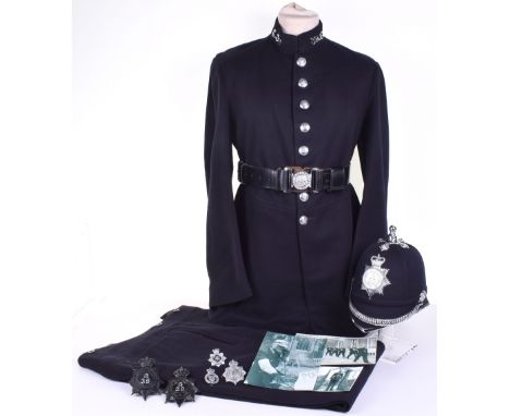 Scarce Bristol Constabulary Ceremonial Helmet and Uniform, including: Four panelled cork helmet, chrome ball top, chin chain,