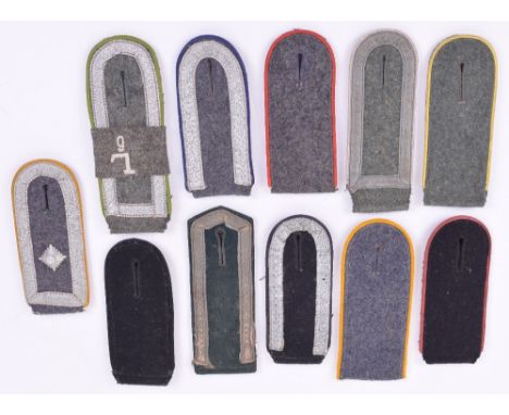 Selection of German Army, Waffen SS and Luftwaffe Tunic Shoulder Boards, all single examples, including pink piped black panz
