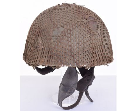 WW2 British Airborne Forces Combat Worn Leather Strap Paratroopers Combat Helmet, superb untouched example of an Airborne for