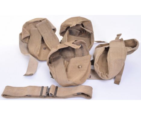 1918 Dated Lewis Gun Ammunition Pouches, consisting of two pouches to each strap. Ink stamped with clear 1918 date. Accompani