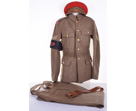 WW2 Corps of Military Police Other Ranks Service Dress Full Uniform and Peaked Cap, four pocket service dress jacket with bra