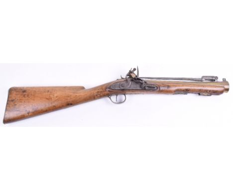 Brass Barrelled Flintlock Blunderbuss c.1800, swamped barrel with London proofmarks, engraved LONDON and fitted with triangul