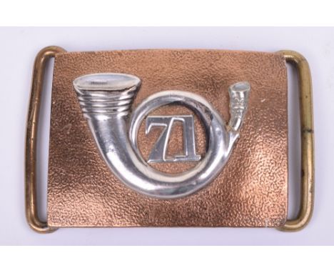 Pre 1881 71st Highland Light Infantry Waist Belt Clasp, seeded gilt brass rectangular plate with separate piece white metal s