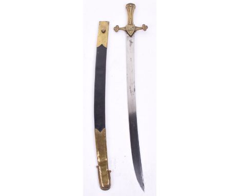 Victorian Drummers Sword, cast brass handle with VR cipher to the centre of the guard. Housed in the original brass mounted l