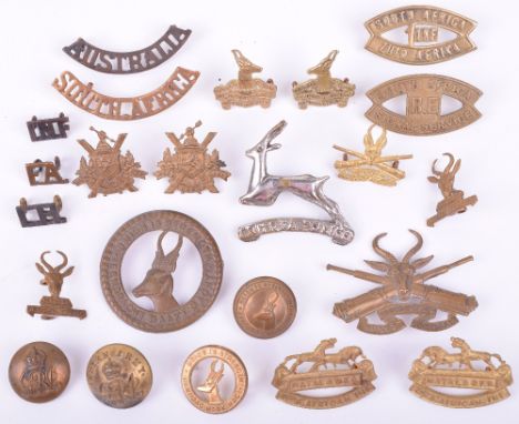 Selection of South African Badges and Insignia, consisting of large brass South African Infantry Brigade pagri badge with fit