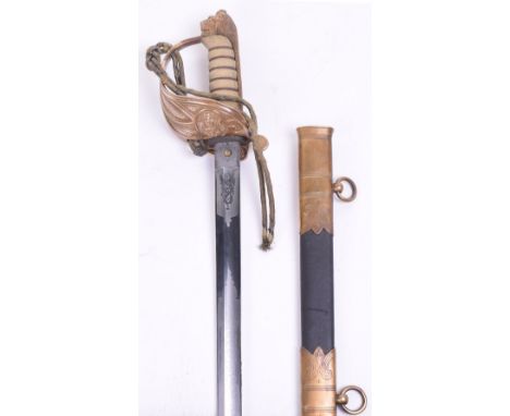 Indian Royal Marine Officers Sword by ‘S.W.Silver & Co Outfitters Portsmouth London’ regulation blade 31.25” etched with crow