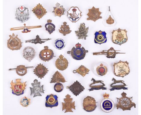 Selection of Sweetheart Brooches, from various periods and constructions, including gilt and enamel 4th Battalion Northampton