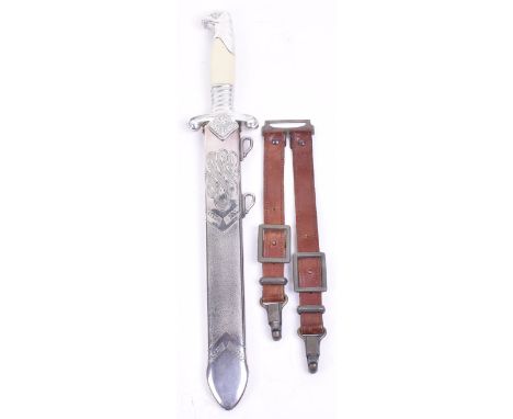 RAD Leaders Dress Dagger with Original Hanging Straps, excellent example of a RAD labour front officers dress dagger, near pe