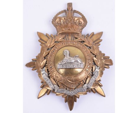 Post 1902 East Lancashire Regiment Officers Home Service Helmet Plate, eight pointed star with the top point surmounted by Ki