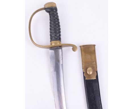 Victorian Constabulary Side Arm, brass hilted example complete with the original grip. Housed in the original leather scabbar