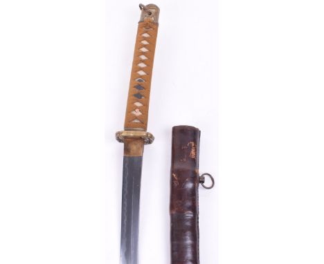 Japanese WW2 Army Officers Sword Katana, blade 65.5cms signed KOMOTTE IDO HIDETOSHI SAKU and struck with the Seki arsenal sta