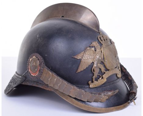 German Fire Service Officers Helmet, pre WW1 period German fire brigade officials helmet of leather body with brass comb to t