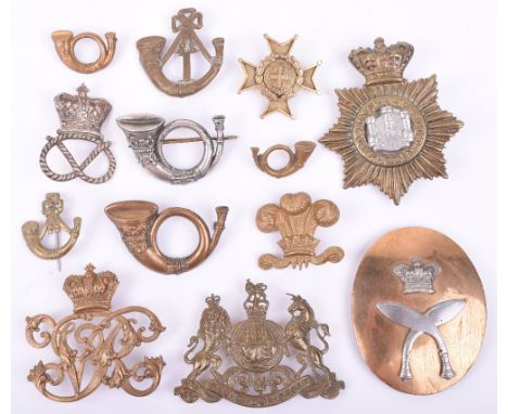 Selection of Pouch Plates, from various periods and regiments, including brass Victorian crowned VR cipher with three post fi