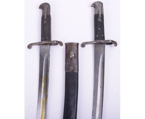 British RAMC Marked 1856/60 Pattern Enfield Sword Bayonet, with two piece black chequered grips, top pommel marked “T Co RAMC