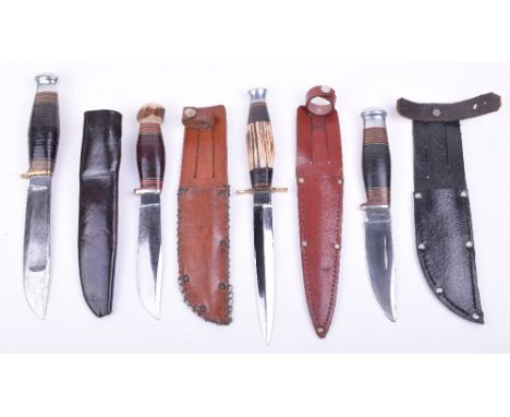 Four British WW2 Period Fighting / Hunting Knives, consisting of an example by Wade & Butcher in similar design to the RAF Se