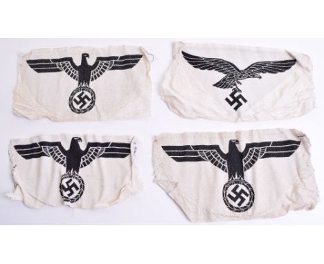 German Sports Vest Eagles, all bevo woven examples, 3x German army (Wehrmacht) and 1 Luftwaffe. All in good condition. (4 ite