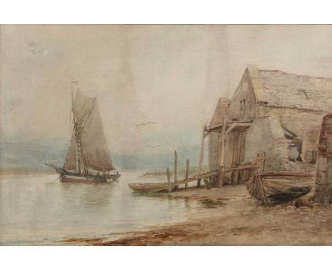 Alexander Williams (1846-1930)
Fisherfolk off a boat house, signed, watercolour, 35 x 52cm; Jeremy King - Magdalen Bridge, li
