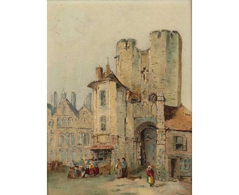 Lewis John Wood (1813-1901)
A city gate, signed, oil on canvas, 37 x 28cm