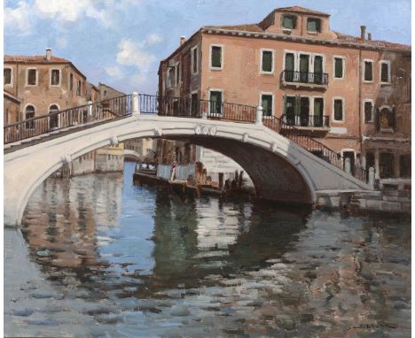 Juan Lluna Lerma (1933-2019)
'Pliente, Venecia', signed, inscribed with title verso, oil on panel, 38 x 46, unframed