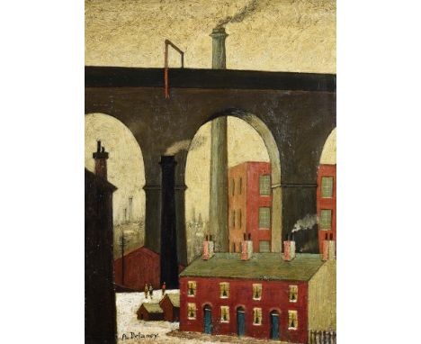 λ Arthur Delaney (British 1927-1987)Stockport ViaductOil on boardSigned (lower left)28 x 20cm (11 x 7¾ in.)Provenance:The Sel
