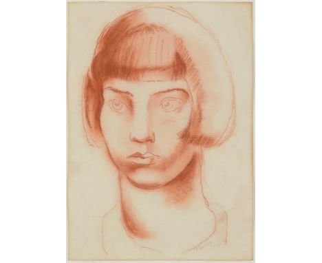 λ† Frank Dobson (British 1886-1963)Head of a girlRed chalkSigned and dated 32 (lower right)35.5 x 25.5cm (13¾ x 10 in.)Proven