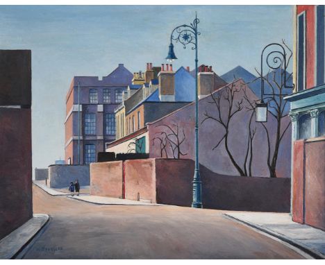 λ Harold Steggles (British 1911-1971)Old Ford Road, BowOil on boardSigned (lower left); further signed and titled (verso)28 x