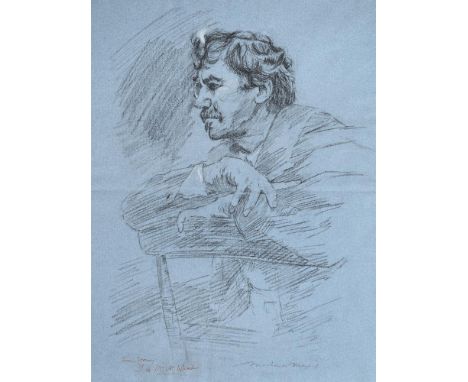Mortimer Menpes (British 1855-1938)Portrait of James Abbott McNeill WhistlerBlack and white chalkSigned (lower right), indist
