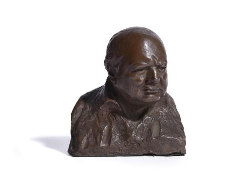λ Oscar Nemon (British 1906-1985)Bust of Sir Winston ChurchillBronzed resin Signed (to the reverse)Height: 13.5cm (5 3/8in.)P