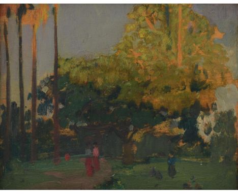 λ Gerald Festus Kelly (British 1879-1972)On The Way to The Well, TaungdwingyiOil on board Titled, dated Nov 26 and inscribed 